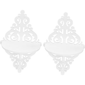 Zerodeko 2pcs Wall Shelf Hanging Storage Shelves Easy Shelves Floating Plant Shelf Bathroom Wall Rack Rustic Wall Shelves Multi-Functional Storage Rack Decorative Wall White Board Flowerpot