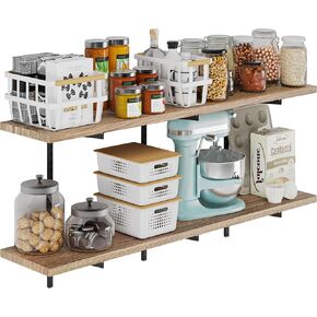Wallniture Turin 48"x10" Rustic Floating Shelves for Wall Storage, Floating Shelf Set with Adjustable Standard Rail Bracket System, Wall Bookshelf, Storage Shelves, Book Shelf for Wall, Burnt