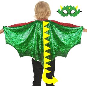 iROLEWIN Dinosaur-Dragon-Wings-Costume for Kids Toddler Dress-Up Costumes as Boys Girls Play Cape Mask Gloves Party Toys Gift