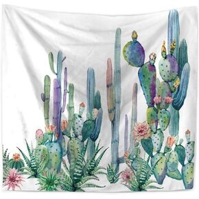 Ruibo Cactus Decor Tapestry Wall Hanging/Watercolor Printed Bedroom Living Room Dorm Wall Hanging Tapestry Beach Throw/Table Runner/Cloth(RB-C-1)(W:59" H:51")