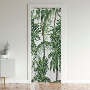 jejeloiu Palm Tree Darkening Blackout Curtain Palm Leaf Door Curtain Doorway Privacy Botanical Nature Closet Door Cover Curtain Hawaiian Tropical Island Decor 42x80 Inch 1 Panel