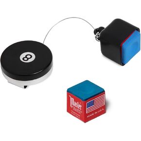 OKKO Retractable 8-Ball Chalker Billiard Pool Cue Chalk Holder with Belt Clip Black + 1 pc of Master Chalk