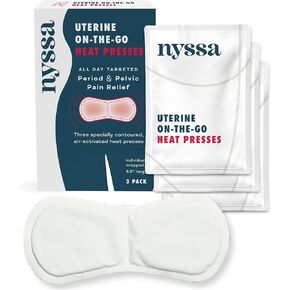 Nyssa Uterine On-The-Go Heat Presses - Instant Portable Menstrual Heat Patches, Instant Soothing Comfort, Natural Cramp Relief - Heating Pad for Period Pain Relief, 1x3-Pack (3 Presses)