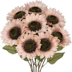 8PCS Sunflowers Artificial Flowers 25" Long Stem Tall Artificial Sunflower Large Fake Sun Flowers Bulk Rustic Silk Faux Sunflowers with Stem for Home Wedding Party Décor-5in
