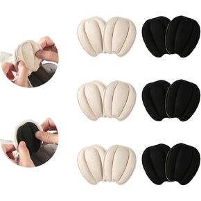 6 Pairs Forefoot Cushion Pads, Soft Shoe Tongue Pads Invisible Shoe Insert Self-Adhesive Felt Tongue Pads Non-Slip Shoe Back Sticker Shoe Filler for Women Men Loose Canvas Leather Shoe