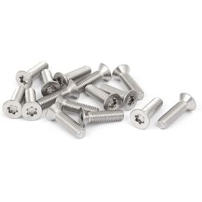 uxcell® M5 x 18mm 316 Stainless Steel Flat Torx Head Machine Screw Silver Tone 15pcs