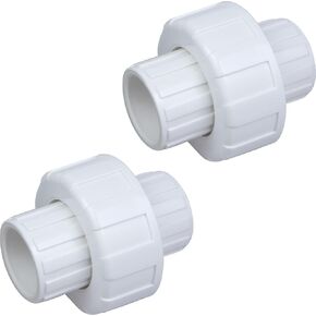 1 1/4"PVC Union Coupling Pipe Fitting (Socket x Socket)，2Pcs， PVC Slip Union Coupling Adapter,Schedule 40, EPDM O-Ring,White