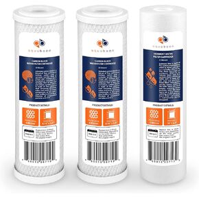 Aquaboon 5 Micron Water Filter 10 x 2.5 - Sediment & CTO Carbon Filter Set of 3 - Whole House Water Filter Replacement Cartridge Compatible with WHKF-WHWC, WFPFC8002, AP110, AP101T, WHKF-GD05