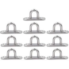 FGen 10 Pieces Stainless Steel Eye Board Ocean 5Th Oval Buckle Fixed Plate Seat Rope Pull Ring Oval Door Buckle
