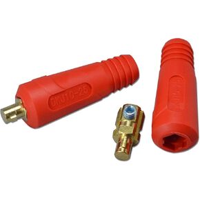 RIVERWELD TIG Welding Cable Panel Connector-Plug DKJ10-25 200Amp Dinse Quick Fitting Red and Black Color 2pcs