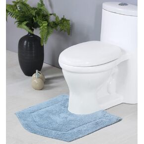 Home Weavers Waterford Collection 100% Cotton Tufted Bath Rug, Extra Soft and Absorbent Bath Rugs, Non-Slip Plush Bath Carpet, Machine Wash Dry, Bath Mats for Bathroom Floor, 20" x 20" Contour, Linen