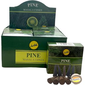 Sreevani Natural Masala Incense Cones and Holder Bundle, 120 Cones Total, Pine