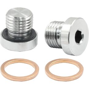 Hordion 2Pcs M18 x 1.5 Inner Hex Head Pipe Plug Socket 304 Stainless Steel Plug with Copper Washer