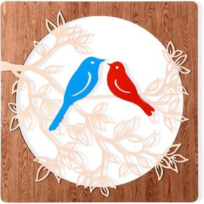 Zzbakress Farmhouse Wall Decor Lovebirds on Tree Branch Wall Decor Valentine Day Decoration (Fresh-style1)