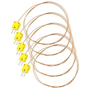 K Type Thermocouple Temperature Probe Sensor Brown Fit for TM902C TES1310 1 Meters Long Measure Temperature Range -50°C~482°C Fiberglass Material 5Pcs