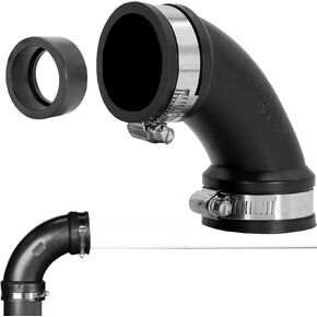 Fernco 3" Flexible PVC 90-Degree Elbow Includes Optional 2" Reducer Bushing for DWV Cast Iron, Steel and Plastic Pipe Connections