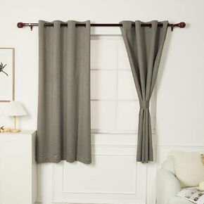 INLINAS Faux Linen 100% Blackout Curtains for Bedroom – Soft & Light Fabric, Full Blackout Set of 2 Panels, Grommets, Light Khaki, 52W x 63L Inch