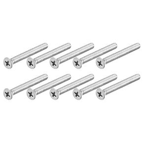 METALLIXITY Flat Head Machine Screw (4#-40x1/4") 200Pcs, 304 Stainless Steel Phillips Fine Thread - for Wooden Boards, Silver