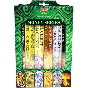 Vrinda® Hem Incense Money Series Gift Pack – Stylish Incense Holder - 6 Money Series Fragrances – Ideal for Housewarmings, Other Special Occasion