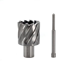 OSCARBIDE 1-1/2"x1"Annular Cutter,1-1/2 inch Cutting Diameter,1 inch Depth of Cut,3/4 inch Weldon Shank,2 Flat Mag Drill Bit with Pilot Pin for Magnetic Drill Press,1 Piece