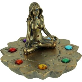 Colored Chakra Stone Incense Burner, 4 x 5 inches, Multicolor