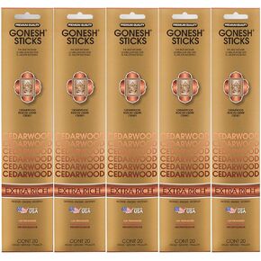 Gonesh Incense Sticks Extra Rich Collection - Cedarwood 5 Packs (100 Total)