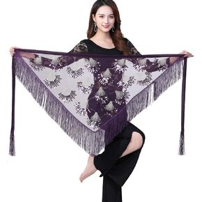 Lady's Belly Dance Triangle Hip Scarf Skirt with Fringe & Sequin Raves Halloween Costume