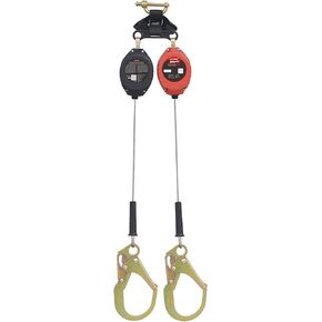 Brute Backer SRL-LE Dual Self-Retracting Lifeline Cable Assembly with Swivel Rebar Hooks and Twin SRL Connector, 8.5-Ft, ANSI Compliant