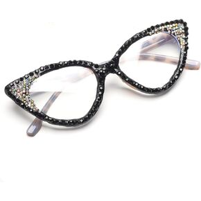 bullabulling Cat Eye Crystal Rhinestone Reading Glasses for Women Sparkling Eyewear Frames Female Trendy bling Diamond Reader