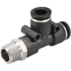 uxcell Plastic Tee Push To Connect Tube Fittings 8mm Od x 1/4" NPT Male Thread Pneumatic Hose Fittings