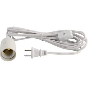 ABI® E26 Light Bulb Socket to 2-Prong US AC Power Cord Adapter with On/Off Switch, 12 FT Cable