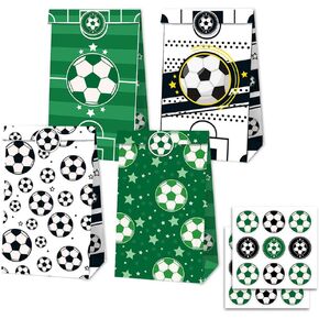 12Pcs Sports Party Gift Bags with Tissue Paper Baseball Football Soccer Basketball Gift Goodie Favor Bags with Handle for Baseball Theme Party Girls Boys Birthday Decoration (White, Baseball)