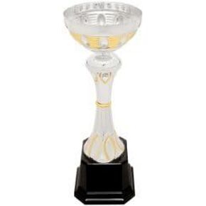 Decade Awards Cup Trophy, Silver and Gold - 9.75 Inch Tall | Metal Cup Corporate Award - Engraved Plate on Request