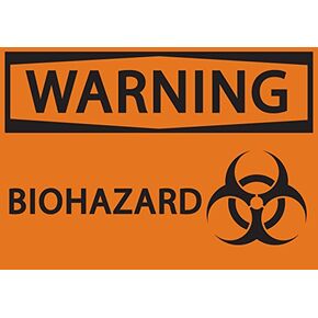 Zing Green Products 1918S Recycled Polystyrene "Warning Biohazard" Safety Label, Self-Adhesive, 10" Length, 7" Width, Black on Orange, Pack of 2
