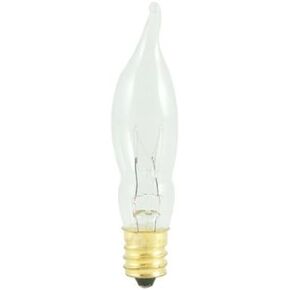 25 Pack - Bulbrite 7.5CFC/15/3 7.5W Flame Candelabra Tip Chandelier Bulb, Clear