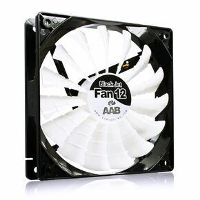 AAB Cooling Black Jet Fan 12 - Silent and Efficient 120mm Fan with 4 Anti-Vibration Pads, High Airflow Fan, Silent PC Fan, White Fan Blades, 12V, for CPU Cooler, Case Fan