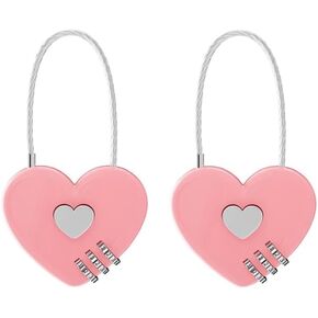 2Pcs Heart Shaped Padlock, Love Padlock, Small Locker Locks,Love Lock for Jewelry Storage Box Locker Decor Valentine Gift,Combo Lock,Gym Locker Lock Combination Locks (Pink)