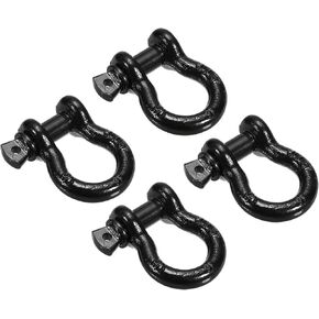 PATIKIL Screw Pin Shackle 5/8" x 7165lbs, 4 Pack Carbon Steel D Ring Shackle for Towing Rigging, Black