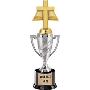 Crown Awards Religion Trophy, 13" Silver Cup Open Bible Religious Trophies with Engraving Included Prime
