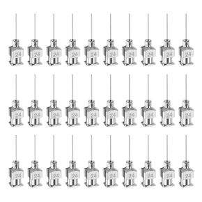 HARFINGTON 30pcs 14Gauge Stainless Steel Dispensing Needles, 1/2" All Metal Glue Needle Tube Blunt Tips Luer Lock for Thick Liquids, Ink, Glue, Lab Use