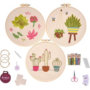HALATIUM Flowers Embroidery Kit, Cross Stitch Kits for Adults, Needlepoint Kits Patterns for Adults, Embroidery Kit for Beginners Adults, Cross Stitch Kits for Beginners