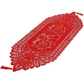 mookaitedecor Lace Table Runner for Wedding Party Coffee Table Decor Red, 13 x 35 Inch