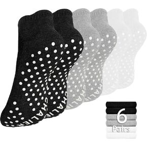 Non Slip Yoga Socks for Women 6 Pairs Ankle Low Cut Pilates Barre Socks with Grips, Multicolor 01(6 Pairs) in Saudi Arabia