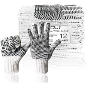 MIG4U 12 Pairs Work Gloves - Cotton String Gloves for Safety Work - Glove Liner Hand Saver Heat Protection for BBQ (Large, Economic)