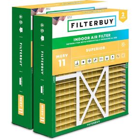 Filterbuy 22x24x5 Air Filter MERV 11 Allergen Defense (2-Pack), Pleated HVAC AC Furnace Air Filters Replacement for Amana, Goodman, and Five Seasons (Actual Size: 22.06 x 23.94 x 5.25 Inches)