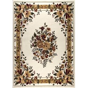سجادة منطقة قزوين أوبتيموم من Home Dynamix، 3'7 بوصة × 5'2، زهور ميدالية تقليدية، عاجي/بورجوندي/أصفر in Kuwait