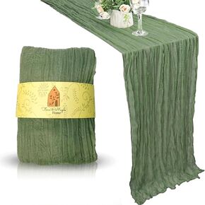 Sage Green Cheesecloth Table Runner -2 Pack Sage Cheesecloth Table Runner - Green Table Runner (35"x120") - Sage Green Room Decor - Gauze Table Runner - Boho Table Runner - Chiffon Table Runner