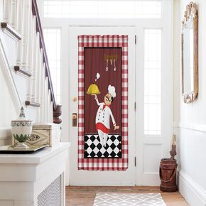 Fat Chef French Sidelight Front Door Curtain for Door Window/Doorways 25"x72", Red Buffalo Plaid Black and White Checkered Flag Kitchen Small Side Back Window Door Rod Pocket Drape Panel Curtain