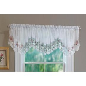 Today's Curtain, Vintage Macramé Organza Tier 36", Ecru/Gold, 58" W x 36" L