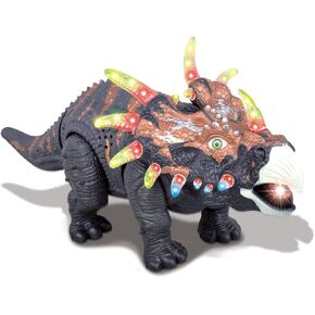 PowerTRC Walking Triceratops Toy w/ Lights and Sounds (Gray)